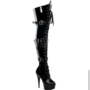 Total Domination Patent Leather thigh high platform brand new size 8